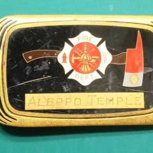 Vintage Fireman's Belt Buckle Shriners Aleppo Temple Fraternal Organizations